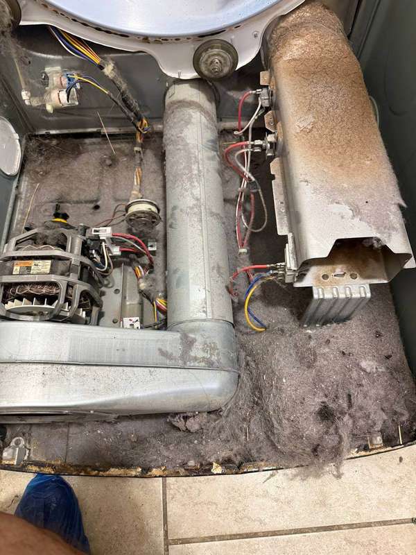 Dryer before cleaning - heavy lint buildup