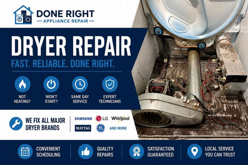 Dryer repair near me — Done Right Appliance Repair, Fort Worth & DFW