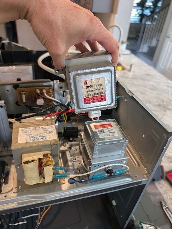 Microwave magnetron replacement, old and new part, Fort Worth TX