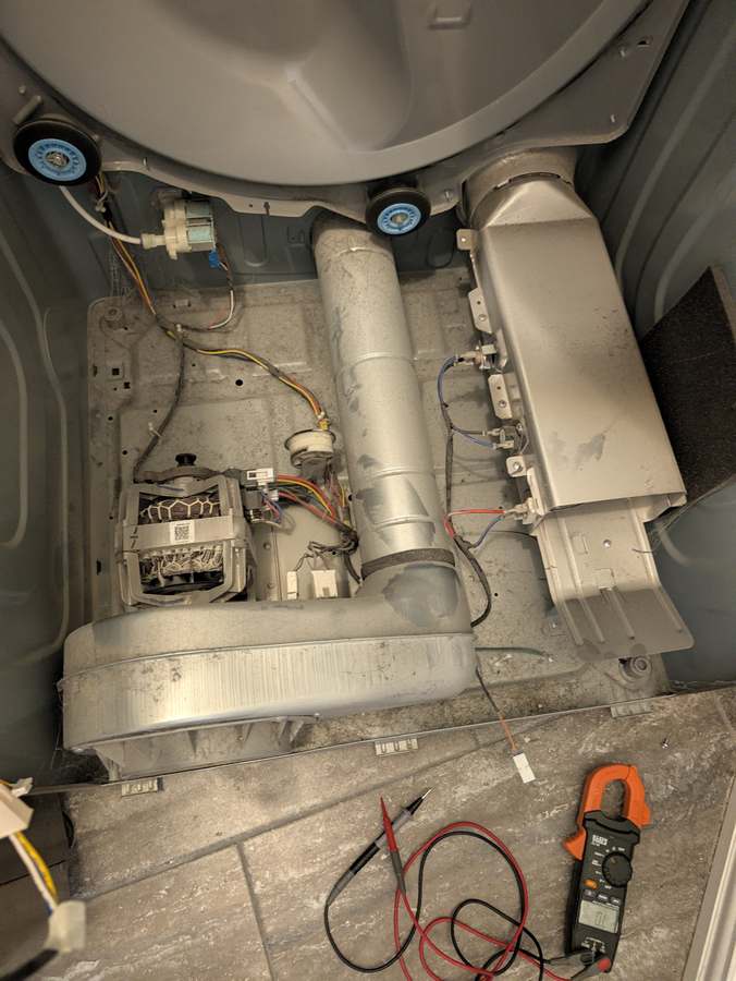 Dryer opened for diagnosis before a repair-or-replace decision — Done Right Appliance Repair, Fort Worth TX