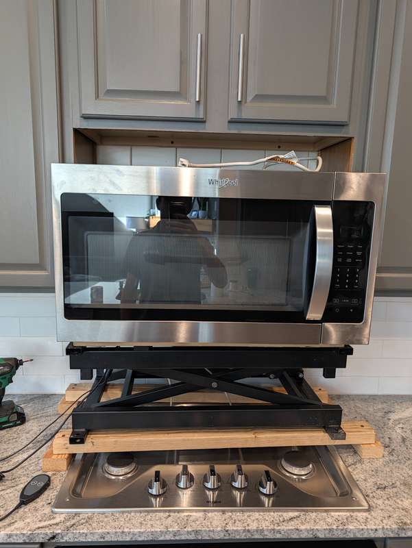Whirlpool over-the-range microwave installation on a lift, Keller TX